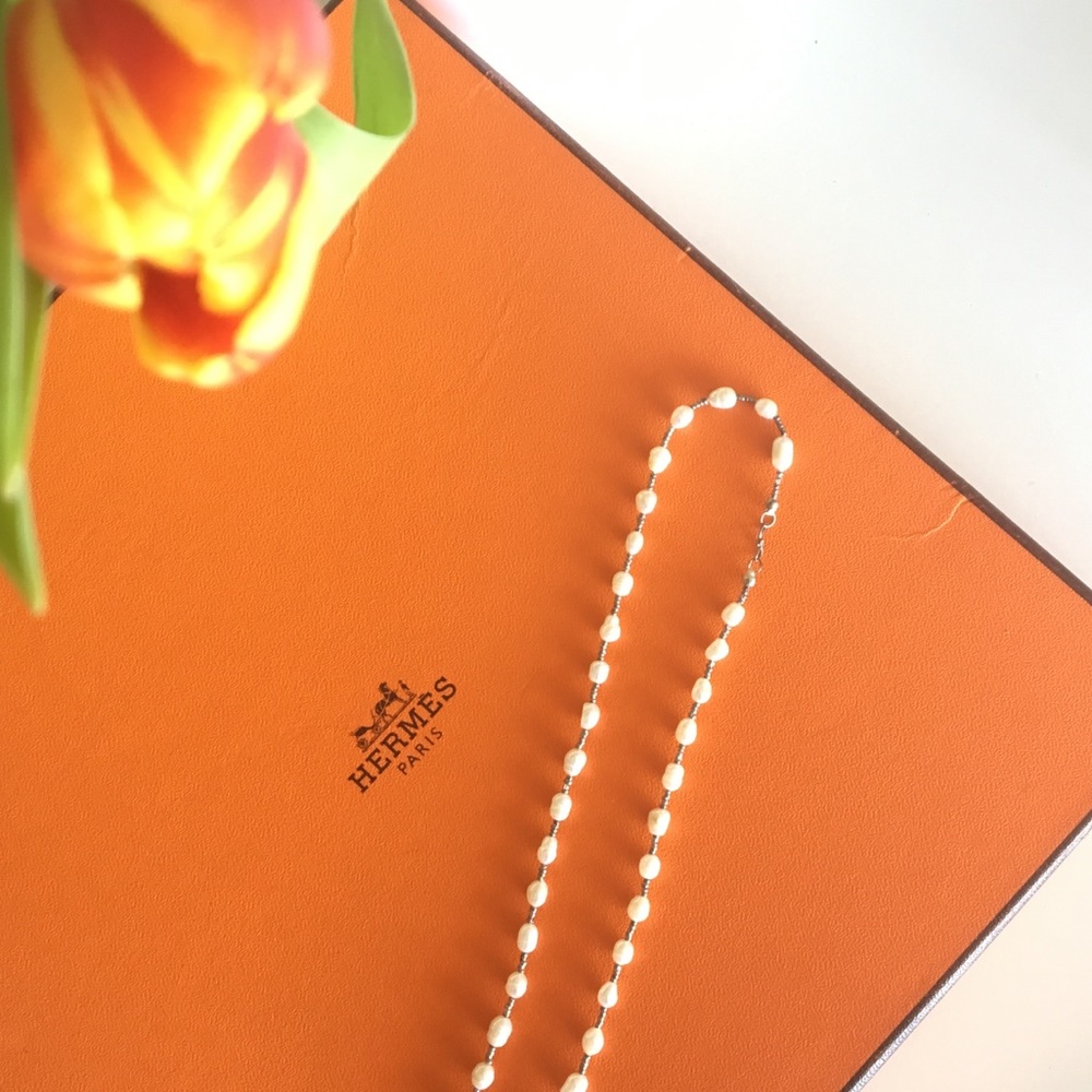 Freshwater Seed Pearl & Sterling Silver Necklace